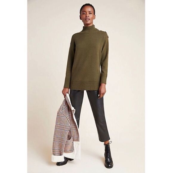 Revolve ANTHROPOLOGIE Margarita tunic Sweater in Green Khaki - Picture 2 of 15